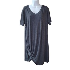 LOCRYZ Grey Knot V-Neck T Shirt Dress Size XL